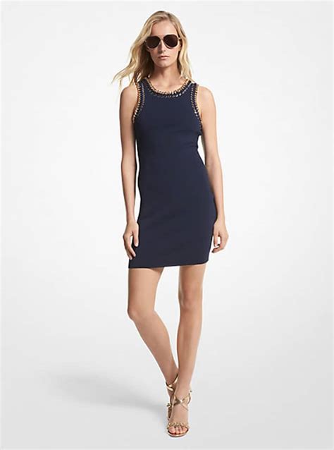 michael kors perette knit dress|Chain Embellished Stretch Knit Dress .